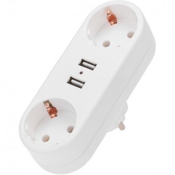 Двойник электрический линейный REXANT 16 А с заземлением + 2 USB-порта, 2,4 А, белый Двойник электрический линейный REXANT 16 А с заземлением + 2 USB-порта, 2,4 А, белый