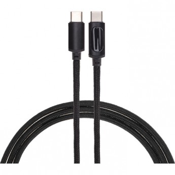 Кабель REXANT Type-C – Type-С, 5A, 100Вт, 1 м, в черной нейлоновой оплетке, с LED дисплеем