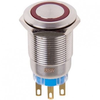 Кнопка антивандальная REXANT 19 12В фикс подсветка красная