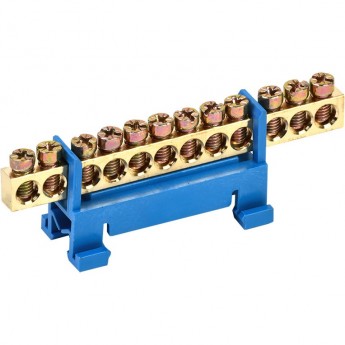 Шина REXANT с синим изолятором тип стойка на рейку 6x9 мм 12 групп Шина REXANT с синим изолятором тип стойка на рейку 6x9 мм 12 групп