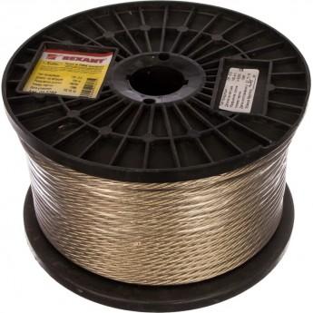 Трос стальной REXANT в ПВХ оплетке d=5,0 мм, прозрачный (бухта 100 м) Трос стальной REXANT в ПВХ оплетке d=5,0 мм, прозрачный (бухта 100 м)