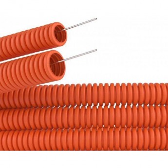 Труба гофрированная REXANT 40 мм с зондом оранжевая, 15 м