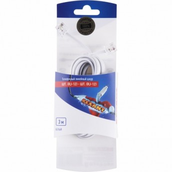 Удлинитель REXANT 6р-4с 3 м телефонный белый