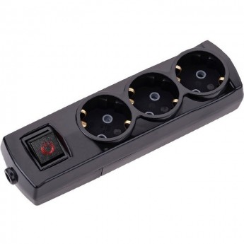 Удлинитель REXANT PREMIUM 3 гнезда, 3м, 3х1,5мм², с/з, с выключателем, черный